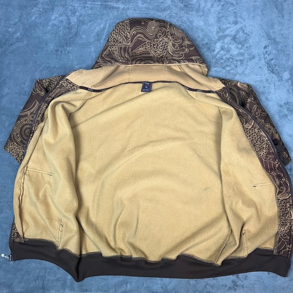 KENPO XL Brown Yellow Koi Fish Zip Up Hoodie Jacket Y2K Vintage Streetwear - Picture 3 of 10